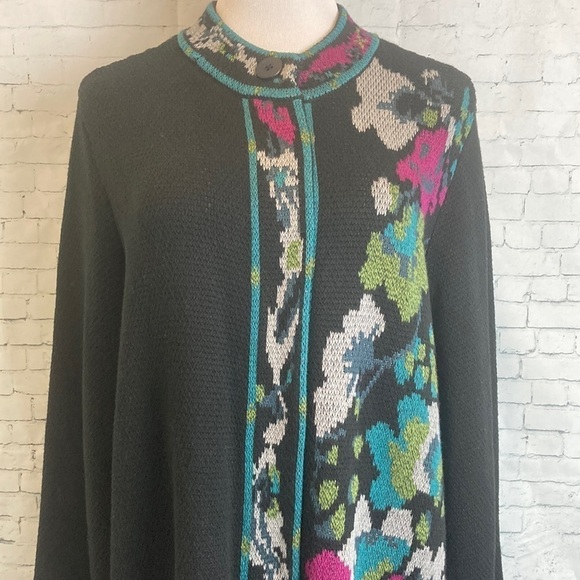 J. Jill Trailing Flowers Jacquard Topper Coat Large Lagenlook Floral Duster Fall - Picture 3 of 16